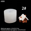 Molde de silicona mini casa 3D para velas y resina con dimensiones del producto - Silicona / 2# Translúcido A856