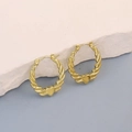 Goldene herzförmige Seil-Ohrringe aus poliertem Titanstahl für den täglichen Look - Goldener gedrehter Seilweb-Herzstil (CX901)