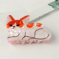 Cute calico cat claw clip in orange and white acetate with a pearlescent finish - White with Orange Spotted Cat Style (C16-4-9)