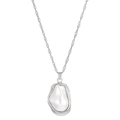 Baroque style necklace with irregular pearl pendant on elegant silver twisted rope chain - Silver Baroque Pearl Pendant Necklace (4415)