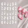 STZ-5D37 5D embossed white flower nail art stickers with textured floral relief design - STZ-5D37 (Bare Sheet)