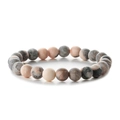 Armband aus rosa Zebra-Natursteinen mit Herzschloss und Schlüssel für Paare - Einzelnes Schlaufenarmband / Mattrosa Zebra