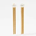 Elegante gouden hart parel oorbellen met lange metalen kwastjes voor dames - Hartstijl (KDE1542) / Goud