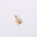 Square gold stainless steel charm pendant with a clear zircon stone for DIY jewelry - April Heart Pendant - Gold