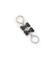 Silver chain strap with double black bow accents and dual circular spring clasps - Silver Buckle + Black Bow