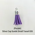 Pendentif gland en daim violet avec capuchon argenté pour porte-clés DIY en résine - Pompon Style 20 Violet Argent