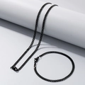 Set coordinato di collana e bracciale a catena cubana in acciaio inossidabile nero opaco - 3.6mm Nero / Bracciale 20CM