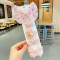 5-piece pink tulle bow hair clip set for girls featuring sequins and flower details - 6# Rainbow Snow (Hair Clip Set 012)