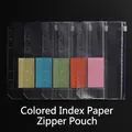 6-hole transparent PVC zipper bag for loose-leaf binder with 5-color index paper cards - A6 Zipper Bags with 5-Color Label Paper Set