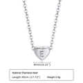 Polished silver stainless steel heart necklace with engraved letter E on 45cm chain - 40+5cm / Steel-Letter E