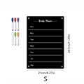 Black acrylic weekly planner 21x29.7cm with 6 colorful magnetic markers for fridge - TYU355 Black Small Weekly Planner (With 6 Pens)