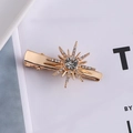 Elegant gold star-shaped hair clip with sparkling rhinestones and pearl flower accents - 2# Rhinestone Sun Metal Duckbill Clip