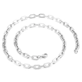 Polished silver stainless steel paperclip link chain necklace with lobster clasp - 5mm Width / 45cm / Silver (KN228644-Z)