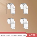 Set of 4 transparent soft rubber hooks for sink organizers, fits rods up to 1.8cm diameter - Soft Glue Bottle Hook (4750)