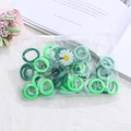 Kids elastic hair bands set in green tones with daisy charm in fashion jewelry bag - 50Pcs/Bag / Green System