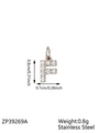 Silver stainless steel letter F pendant with pavé cubic zirconia diamonds and dimensions - Letter F / Steel