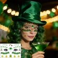 Green St. Patrick's Day shamrock freckles face tattoos with beer and rainbow patterns - Rainbow Gold Pot Clover Style (BF-020)