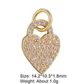 Gold-plated heart pendant with micro-pave white zircon crystals for DIY jewelry making - Full Diamond Heart X1069
