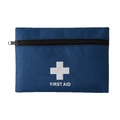 Trousse de premiers secours bleu marine portable avec croix médicale et tissu microfibre - Grand style plat / Bleu marine