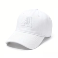 Classic white cotton baseball cap with 3D embroidered letter A and curved brim - Adjustable / White