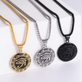 Vintage-Halsketten mit Auge des Horus in Gold, Silber und Schwarz aus Edelstahl - Mit 60cm Kette / Stahlfarbe