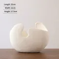 White textured ceramic hydroponic planter vase, irregular rim design, medium size - White Crescent-Medium