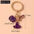 Detail of Halloween keychain with gold plating, purple pumpkin, bat and wizard hat charms - Purple Pumpkin Witch Hat Bat