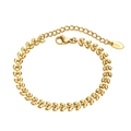 Wheat leaf link bracelet in gold finish with K18 tag and adjustable chain - Wheat Ear Bracelet