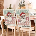 Pink Christmas chair covers featuring retro Santa Claus with sunglasses and Merry text - Victory Santa (YT02-11)