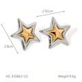Zweifarbige silberne und goldene Edelstahl-Ohrringe im Doppelstern-Design für Damen - Gold und Silber Zweifarbig