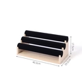 3-tier black velvet jewelry display stand with bamboo base for bracelets and watches - 40cm/3-Tier / Black Velvet