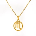 Gold Scorpio zodiac pendant necklace in polished stainless steel with hollow design - Scorpio