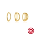 Three gold S925 sterling silver hoop earrings with single to triple rows of inlaid diamonds - 925 Silver / Set of 3-Gold#1