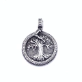 Vintage silver Tree of Life pendant with Ouroboros snake motif in polished steel - (Model A) Ouroboros Tree of Life Pendant (No Chain)