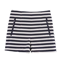 High-waisted blue and white striped casual shorts with side pockets on white background - XS / Blue and White Stripes