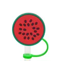 Watermelon shaped silicone straw cover cap for dust protection on 8-10mm drinking straws - Watermelon-1704-31