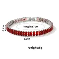 Pulsera de tenis vintage negro fusil de 17 cm con circonitas rojas rectangulares - 17cm / Plateado/Circonita Roja