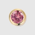 DIY round gold-plated stainless steel pendant with pink rhinestone inlay - 6mm / July-Rose Red (Steel Color)
