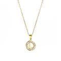 18K gold plated necklace with a circular letter L pendant and cubic zirconia - Letter L