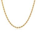 Golden titanium steel twist rope necklace with a polished finish on white background - 2mm*40cm / Gold