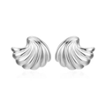 Pendientes de acero inoxidable en forma de caracola plateada con textura de mar única - Pendientes de concha / Plateado