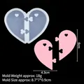 DIY silicone mold for two-piece heart puzzle keychains with polished pink finish - 3# 17-618 Transparent