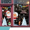 Pegatinas navideñas 2025 para ventana con Papá Noel y renos, decoración 114cm x 69cm - 02 Papá Noel y Mamá Noel (114x69cm)