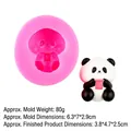 Pink panda silicone mold with finished black and white panda cake topper holding a lucky bag - 4#Full Body Panda (B440) / Pink