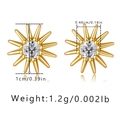 Detalle de pendientes de girasol con medidas de 1cm y peso de 1,2g en la imagen - Oro de 18K / Dorado (KE1288)