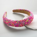 Chic padded headband with colorful candy sprinkles on pink fabric for women - Rose Red