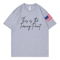 Maglietta in cotone grigio con stampa This is the Turning Point e bandiera USA - S / Grigio