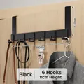 Matte black over the door organizer rack with 6 hooks and 390mm width dimension - 6 Hooks_Short Arm / Black