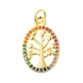 Golden Tree of Life pendant with heart-shaped leaves and rainbow cubic zirconia stones - Heart Leaf Tree of Life