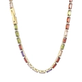 Rainbow rectangle zircon necklace with gold-plated base and multicolor gemstones - Gold Base Rainbow Baguette Zircon (KN234325-KFC)
